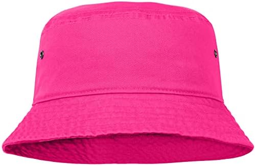 Men Women Unisex Cotton Bucket Hat 100% Cotton Packable for Travel Fishing Hunting Summer Camp (S/M, Hot Pink)