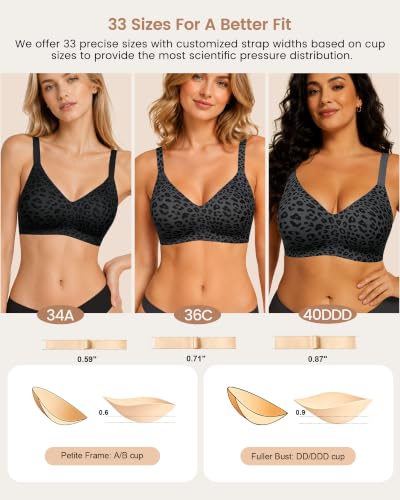 Image of As Fairy Wireless Bras for Women Full Coverage Seamless Comfort T-Shirt Bra