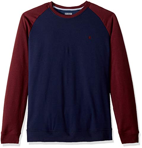 IZOD Men's Big and Tall Advantage Performance Colorblock Crewneck Fleece Sweatshirt, Block fig, 4X-Large