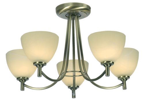 Plafonnier Hamburg 5 ampoules G9 finition laiton antique pour salon