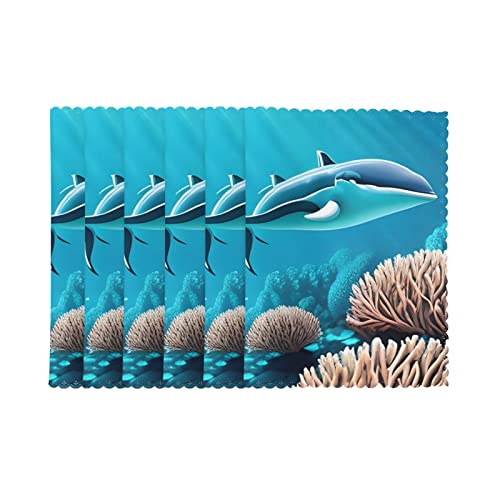 Sets de table lavables en forme de baleines 30x45cm pour protection de table intérieur extérieur