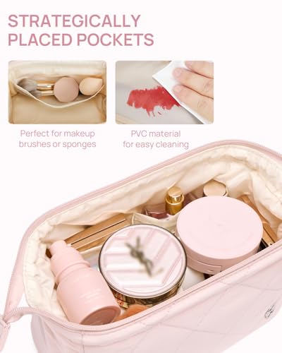 Telena Puffer Makeup Bags for Women, Nylon Puffy Padded Make Up Bags for Women Makeup Organizer Case, Wide-open Makeup Pouch Travel Essentials — view 4