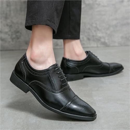 Men's Lace up Patent Leather Brogue Dress Shoes Business Formal Comfortable Lightweight Classic Office Wedding Work Footwear4