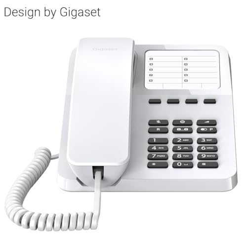 Teléfono con cable compatible con audífonos Gigaset Desk 400 con marcación rápida 5