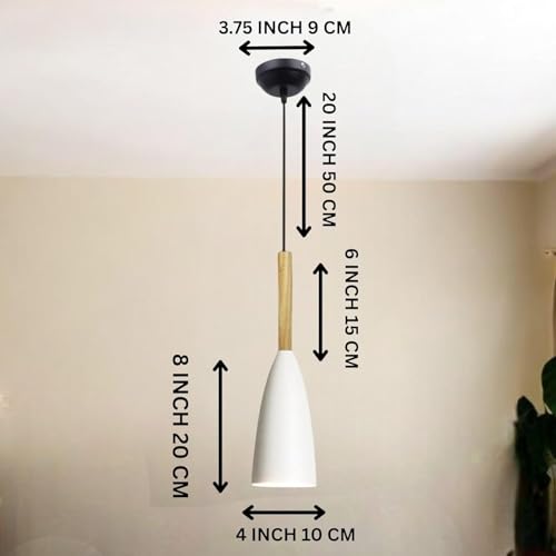 Image of GreyWings Modern Cone White Aluminium Hanging Pendant Light Cord, Antique Decor,Bulb not Included, Pack of 2