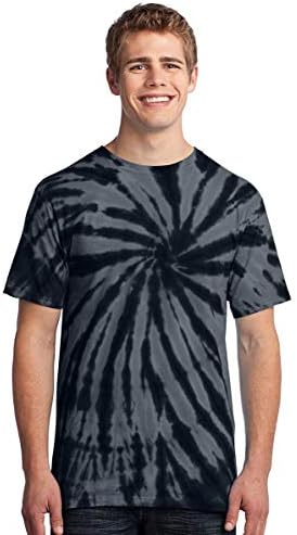 Port & Company Men's Colorful Tie-Dye Crewneck T-Shirt_Black_XL Apparel