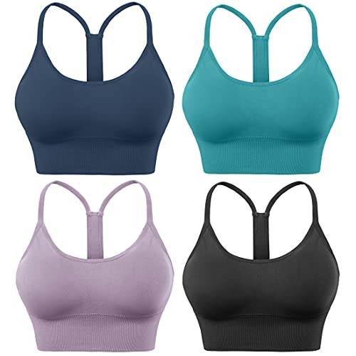 Image of Evercute Racerback Sports Bras Padded Y Racer Back Cropped Bras for Yoga Workout Fitness Low Impact