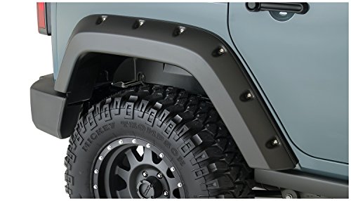 Bushwacker 10080-02 Black Pocket Rivet Style Smooth Finish Rear Fender Flares for 2007-2018 Jeep Wrangler JK Unlimited 4-Door