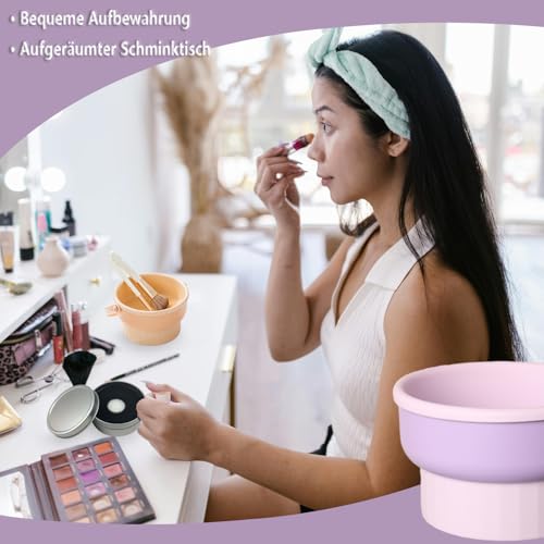 WhaleO Pinselreiniger Make Up Makeup Brush Cleaner mit Trockenreinigung Schwamm, Trocknen und Aufbewahren, Tragbares Makeup Pinsel Reinigungsmatte für Makeup Pinsel und Makeup Schwamm,Lila und Khaki