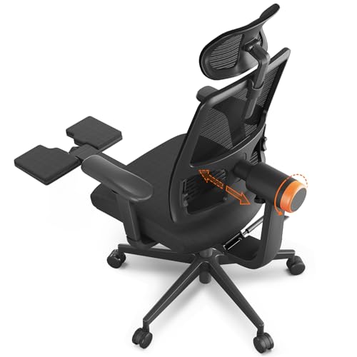 Newtral Ergonomic Chair with Footrest - Home Office Desk Chair with Auto-Following Lumbar Support, 4D Armrest, Seat Depth & Height Adjustable, 96°-136° Reclines