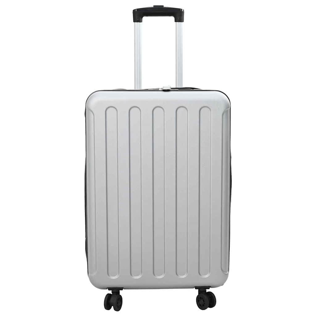 Srebrna walizka podróżna z zamkiem z tworzywa sztucznego ABS, 43 x 27 x 66 cm, 3,7 kg, twarda obudowa, na urlop, podróż, lot, pociąg, weekend, transport w kabinie