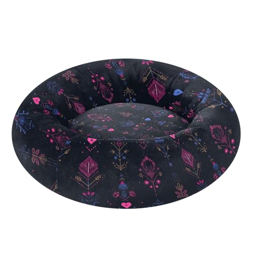 Lit pour chat scandinave fleurs sombres taille S : une sieste zen dans votre salon