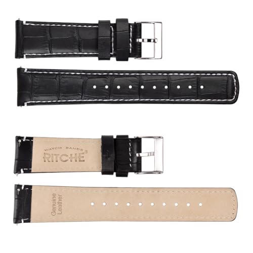 Image of Ritche Christmas Gift Quick Release Leather Watch Bands Genuine Leather Watch Strap for Samsung Galaxy Watch 6 Band Classic 43mm 47mm 40mm 44mm 18mm, 20mm or 22mm for Men and Women, White Elephant Gifts, Stocking Stuffers for Men