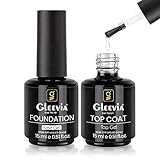 Gleevia No-Wipe Top Coat and Base Coat Gel Set - Shine Finish Long Lasting, Soak-Off UV/LED Nail Lamp Cured Gel 15ml each (Combo Pack) Nail Art Design Manicure Gifts for Women