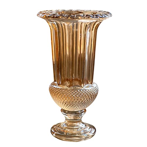Lijiaxiuyc-101 florero Florero de Cristal Vintage en Relieve, Gran decoración Dorada, Sala de Estar Americana, Mesa de Comedor, Flor jarrones para Flores(Grande)