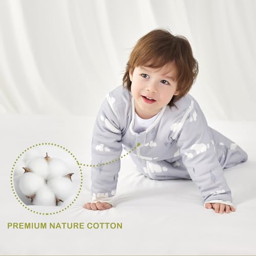 Image of 3.5 TOG Super Soft Winter Sleep Sack, 100% Cotton Thick Warm Baby Wearable Blanket for 0-6 Months, Bear, Size S