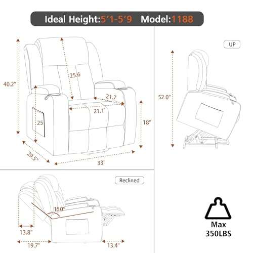 Sillón eléctrico reclinable con masaje y calor miniatura 2