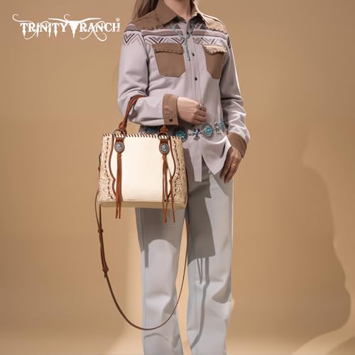 Image of Trinity Ranch Tote Bag for Women Western Purse Floral Tooled Concho Collection