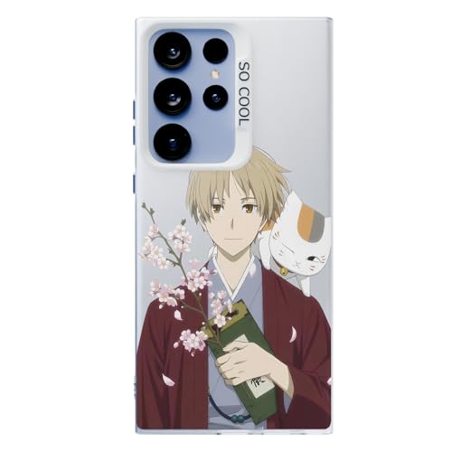 TEXTURE SNOW Galaxy S23 Ultra 用 ケース 夏目友人帳 ニャンコ先生 漫画 キャラクター ファッション かわいい 落下防止 お手入れ簡単 持ちやすい 軽量 レンズ保護 携帯ケース (Galaxy S23 Ultra 用)