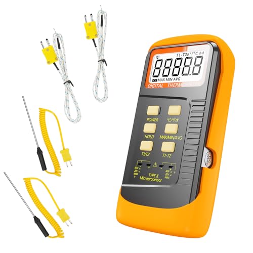 Handheld K-Type Thermocouple Thermometer (2 Channels)