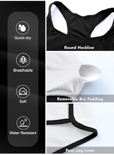 Image of Aleumdr Womens Athletic 3 Piece Tankini Swimsuits with Shorts Swim Tank Tops with Sports Bra and Boyshorts Bathing Suits