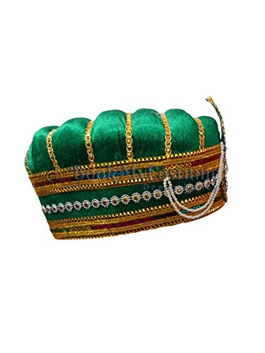 Image of BookMyCostume Traditional Indian Turban, Safa & Pagdi Collection - Ethnic Royal Headwear, Cultural Event & Fancy Dress Costumes | Ideal for Barati, Folk Dance & Themed Functions for Boys, Men & Adults