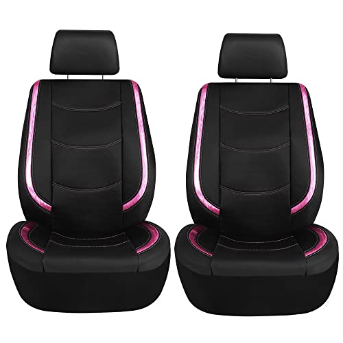 Tlh Automotive Pink Car Seat Covers Galaxy13 Metallic Striped Deluxe Leatherette Seat Covers Built-In Pockets Anti-Slip Protection Universal Fit Car Seat Covers For Most Cars, Trucks, Suvs And Vans #TOP1