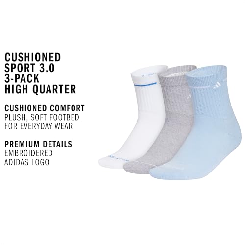 Image of adidas Cushioned Sport High Quarter Socks 3-Pairs Durable & Comfortable