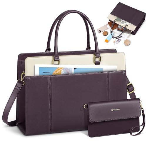 Imagen de RAINSMORE Bolso Universidad Mujer Bolso Mujer Grande con Clutch Impermeable Bolso Ordenador Portatil 15