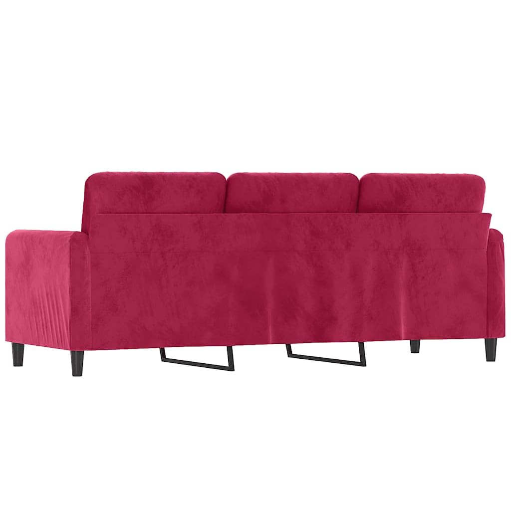 Velours doux cadre métallique stable salon détente 3 places 180cm Rouge