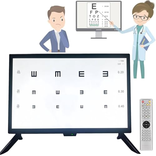 Electronic Optical Eye Charts, Visual Acuity Chart Digital, LCD Eye Chart with Remote Digital Vision Tester for Accurate Home Use, Includes 300+ Targets and Flexible 1-6m Test Distance(23in)