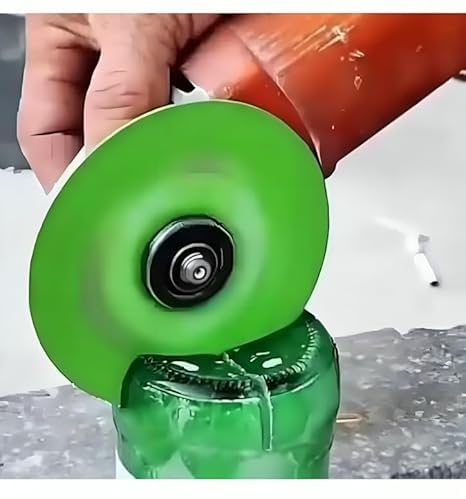 Image of AK DIAMOND 4 Inch Glass Ceramic Cutting Disc, Diamond Ultra-Thin Saw Blade for Smooth Cutting, Grinding of Glass, Crystal, Wine Bottles, Tile (Green, 1 Pack) (5)
