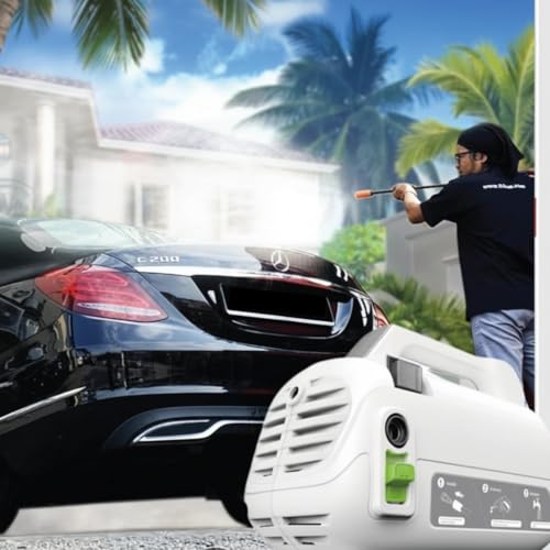 Image of Sulfar Car Washer High Pressure Pump - 1400W|Pressure-105 Bar, Max Flow-390 l /h, Working Radius +9m, Spray Jet Gun w Ext. Rod, Hose Pipe; Portable for Cleaning /Washing Car (White)