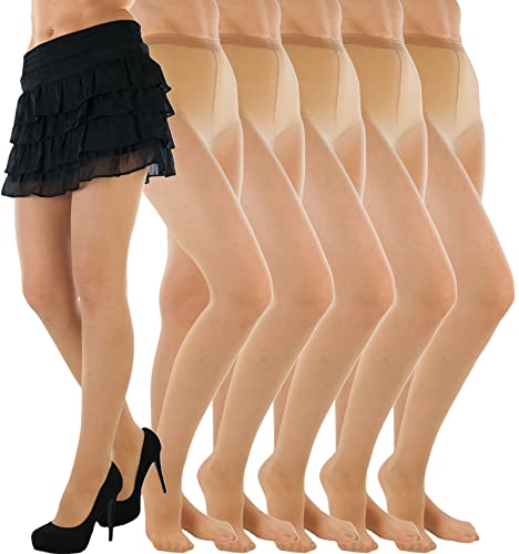 ToBeInStyle Women's Pack of 6 Sheer Solid 100% Nylon Pantyhose