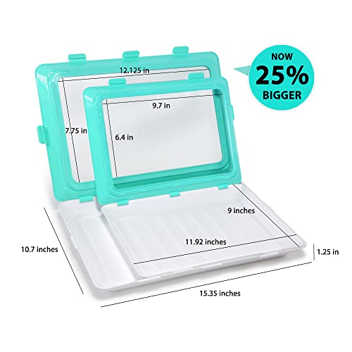 Skinny Stacks Xl 2022 Version 2 Pack – Large Stacking Food Storage Trays, Stretch Cover, Save Space & Keep Food Fresh, Reusable, Dishwasher & Freezer Safe, Durable, Meal-Prep, Food Storage Containers #TOP2
