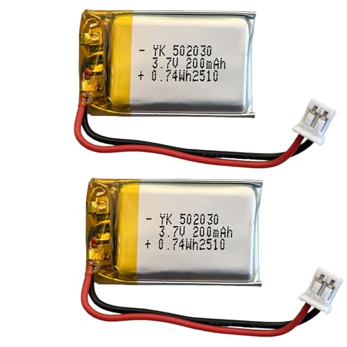 RmtcBal (Pack of 2) 3.7V 200mAh LiPo Battery 502030 with JST 1.25 Connector (2 Pack), Rechargeable Lithium Polymer Battery for Small Devices, Drones, Bluetooth, DIY Electronics