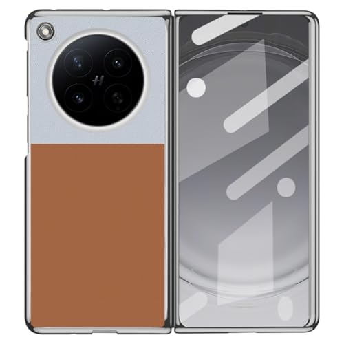 Coque Oppo Find N6 antichoc rigide en cuir marron avec écran en verre