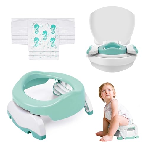 Potette Plus 2-in-1 Compact Universal Potty and Toilet Training Seat | Award-Winning Potty Training Essential for Toddlers | Mint