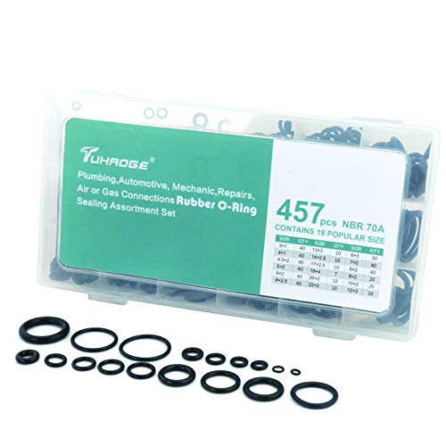 O Ring kit 457 Pcs Hydraulic o Rings 18 Size O Ring Assortment Rubber O-Ring Gasket Assortment Kit (457PCS)