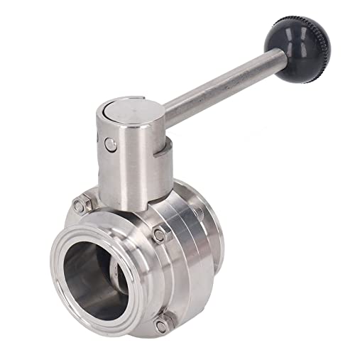 Tri Clamp Valve, Sanitary Clamp Valve with Silicone Washer Stainless Steel Clamp Valve for Boiler Still Tank Fermenter Industrial Home Use (38mm / 1.5in Pipe OD)