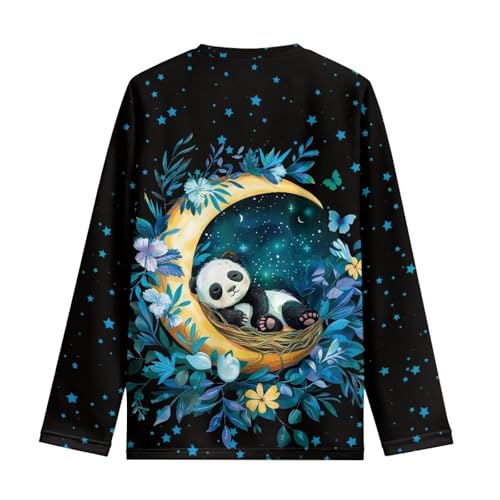 Image of Girls Cartoon Print Long Sleeve Graphic Tee Casual Crew Neck T-Shirts for 3-16 Years Little Girls