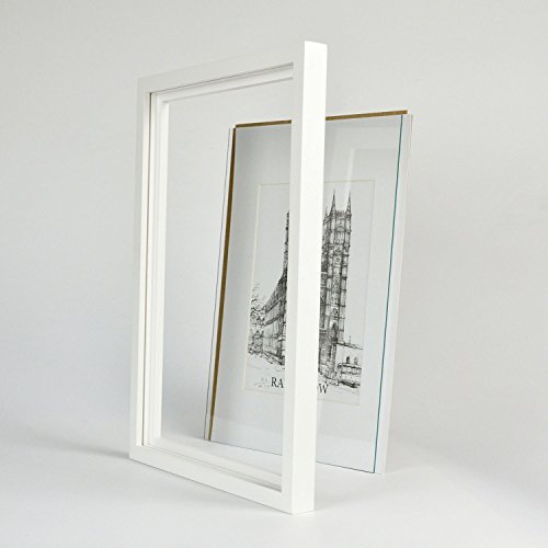 Ray & Chow A3 White Matted Picture Frame,Made To Display Pictures A4 (8.3 X 11.7 Inches) With Mat Or A3 (11.7 X 16.5 Inches) Without Mat,Solid Wood And Glass Window,Wall Mounted,2 Pack #TOP4