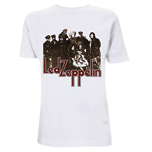 Rock Off LED Zeppelin LZ II Photo Officiel T-Shirt Hommes Unisexe - Les Beatles, Paul McCartney, John Lennon, RIngo Starr, George Harrison Rock Off LED Zeppelin LZ II Photo Officiel T-Shirt Hommes Unisexe