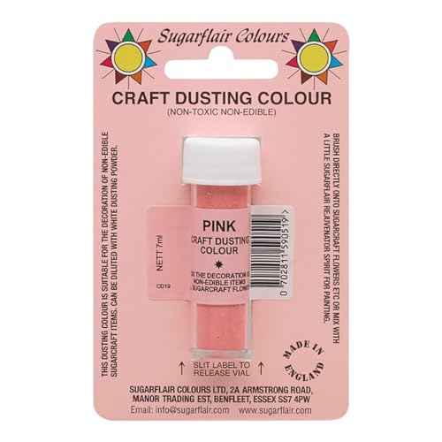 Sugarflair Craft Dusting Colour Pink - Colorante No Comestible para Decorar de Tartas y Otros Adornos Extraíbles para Tartas - 7g
