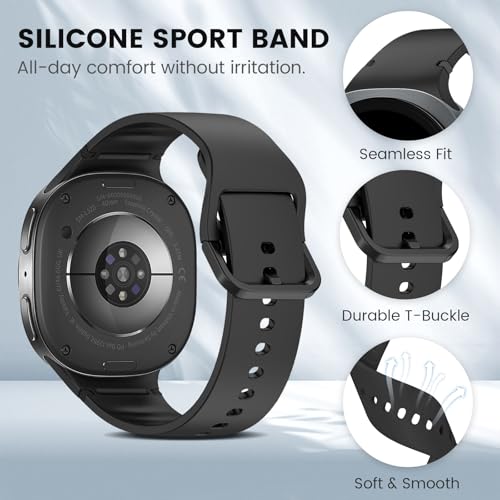 BandRain 6 Pack Sport Bands Compatible with Samsung Galaxy Watch 8 Band 40mm 44mm/Galaxy Watch 8 Classic 46mm, Waterproof Soft Silicone Strap Wristband for Galaxy Watch 8/8 Classic 2025 Women Men (6 Pack-Black+Midnight Blue+Sky Blue+White+Green+Orange) by BandRain - Image 2