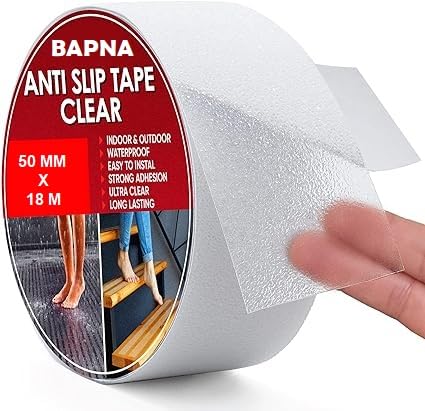Bapna Heavy Duty Anti Slip Tape Clear Outdoor/Indoor [ 50 mm Width x 18 Meter ] Non Slip Roll Easy to Cut Stairs Safety Non Skid, Comfortable for Bare Foot (B07TNP9HRN) Amazon Price History, Amazon Price Tracker