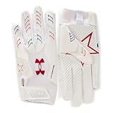 Under Armour Boys F9 Novelty Football Gloves, (104) White/Royal/Red, Large