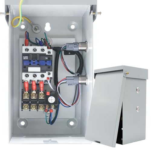 10 Hp 3 Phase Magnetic Motor Starter, 208-240V 7.6kW 20-32 Amp Magnetic Switch for Motors, Ample Wiring Space NEMA 3R Rated Motor Starters for Indoor-Outdoor Use (3-Phase 32A)