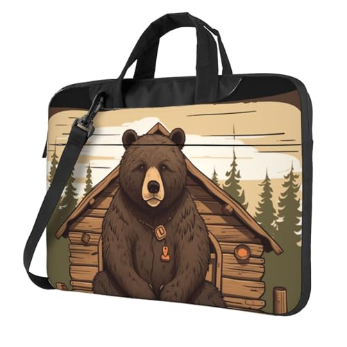 Sac d'ordinateur portable étanche Rustic Lodge Bear avec poignée et bandoulière ergonomique