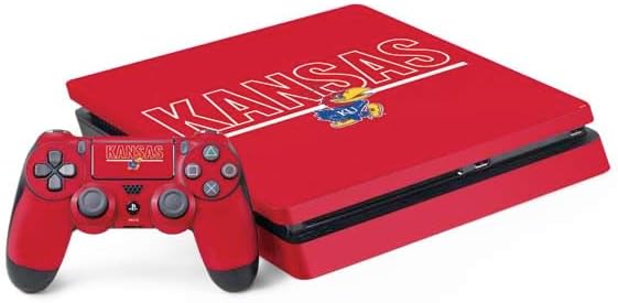 Skinit Decal Gaming Skin Compatible with PS4 Slim Bundle - Officially Licensed University of Kansas Collegiate Text Design